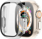 Case for Apple Watch Ultra 2/1 Ultra 3(2025) Screen Protector 49mm, Built-in Tempered Glass [Touch Sensitive] Slim Guard Bumper Hard PC Full Protective Cover for iWatch 49mm by idudu