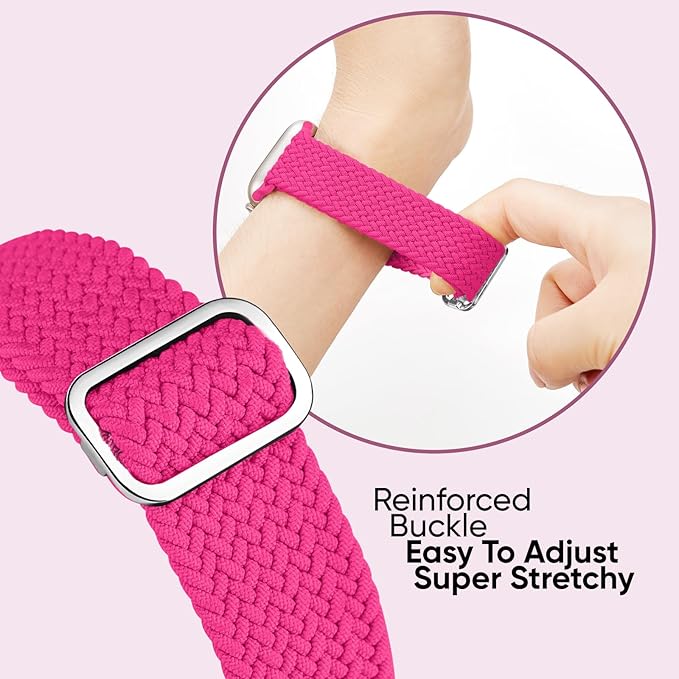 6 Pack Braided Stretchy Bands Compatible with Apple Watch Band 38mm 40mm 41mm 42mm 44mm 45mm 46mm 49mm Women Men, Adjustable Nylon Solo Loop Elastic Straps for iWatch Series 11 10 9 8 7 6 5 4 SE Ultra - Image 5