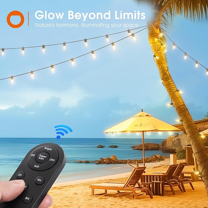 addlon 200FT(192+8) Solar String Lights Outdoor Waterproof with 6W Panel USB & Remote Control Patio Lights Long Last for 20+Hrs Dimmable Solar Power LED Bulbs for Porch Garden Market Bistro Backyard - Image 7