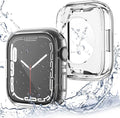 [2 Pack] 2 in 1 Waterproof Case Compatible for Apple Watch 40mm SE Screen Protector Series 6 5 4 Tempered Glass Film PC Face Cover & Back Bumper for iWatch Accessories - 40mm Clear x2 by Yolovie