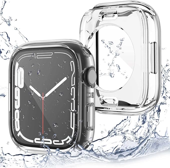 [2 Pack] 2 in 1 Waterproof Case Compatible for Apple Watch 40mm SE Screen Protector Series 6 5 4 Tempered Glass Film PC Face Cover & Back Bumper for iWatch Accessories - 40mm Clear x2 by Yolovie