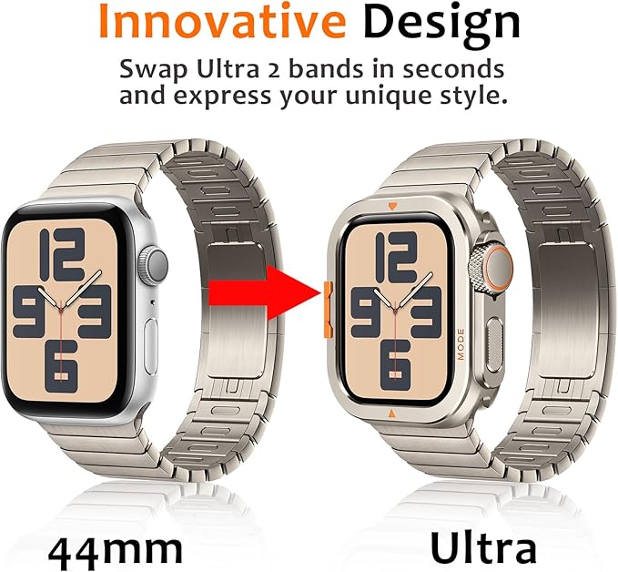 Amizee Metal Case Compatible with Apple Watch SE 3/2/1 Series 6/5/4 44mm Case with Back Cover, Rugged Protective Bumper Cover for iWatch 44mm, Titanium - Image 2