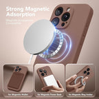 Magnetic for iPhone 14 Pro Case, Compatible with MagSafe, [Full Camera Protection][Screen Protector] Silicone Shockproof Protective Phone Case for iPhone 14 Pro 6.1", Brown - Image 2