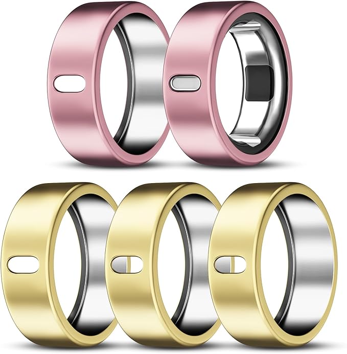 ZOOROO 5 Pack Cover Compatible with Oura Ring Gen 4/Oura Ring Gen 3/3 Horizon, Support Charging with Cover on, Anti-Scratch TPU Protector for Women Men (Gold*3+Pink*2, Size 7) by ZOOROO