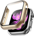 TAURI 2 Pack Hard Case for Apple Watch Series 11/10 42mm, with PC Tempered Glass Screen Protector Scristant Resistant Overall Protection Slim Cover for iWatch S11 42mm, Clear + Gold by TAURI