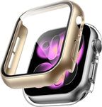 TAURI 2 Pack Hard Case for Apple Watch Series 11/10 42mm, with PC Tempered Glass Screen Protector Scristant Resistant Overall Protection Slim Cover for iWatch S11 42mm, Clear + Gold by TAURI
