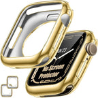 [2 Pack] Goton Bumper Case for Apple Watch 41mm, [No Screen Protector] Slim Soft Shockproof Case Cover Bumper Protector Accessories for Apple Watch Series 9/8/7, 41mm Gold+Gold by Goton