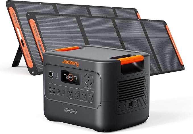 Jackery HomePower 3000 Portable Power Station with 2X 200W Solar Panels, 3600W (Surge 7200W) Output, 3072Wh LFP Battery Solar Generator, Essential Backup for Home Use, Power Outage, RV, Emergencies by JackeryInc