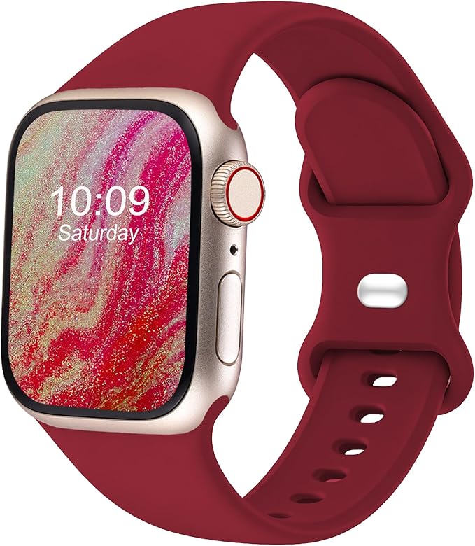 Sport Bands Compatible with Apple Watch Band Women Men 40mm 38mm 41mm 42mm 44mm 45mm 46mm 49mm ,Soft Wristband Waterproof Replacement Strap for iWatch Bands Series 11 10 9 8 7 6 5 4 3 2 1 SE Ultra Wine Red by CREFORT
