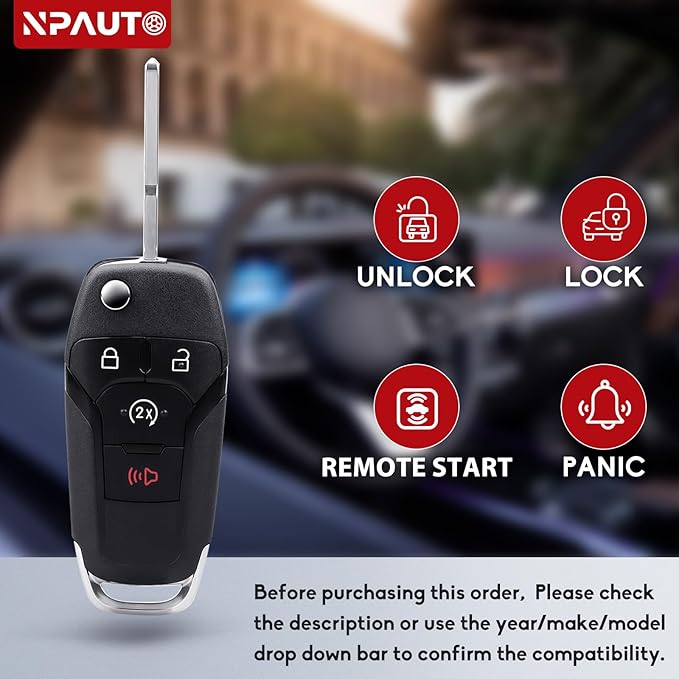 NPAUTO Key Fob Replacement Fits for 2015-2023 Ford F150 F250 F350 F450 F550, Ford Ranger/Bronco, Keyless Entry Remote Control Start Car Flip Key Fobs, Replace# N5F-A08TDA, 164-R8134, 902 MHz - Image 5