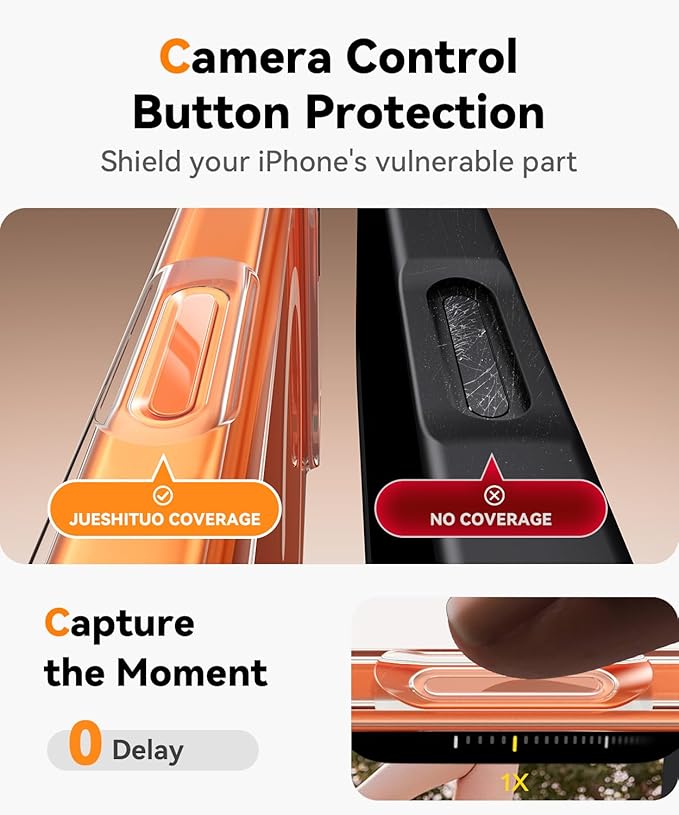 JUESHITUO Magnetic for iPhone 17 Pro Max Case: Upgraded [Full Camera Protection], with [1X Screen Protector] [Camera Button], 6.9" Case for iPhone 17 Pro Max, Clear - Image 5