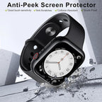 2 Pack Privacy Case for Apple Watch Screen Protector, Anti-Spy Tempered Glass Film Apple Watch Cover Hard PC Case Bumper for iWatch Series 3/2/1 - Black/Clear 42mm - Image 3