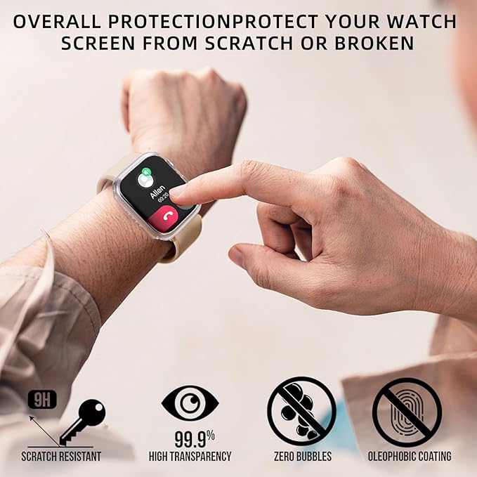 2 Pack Privacy Case for Apple Watch Screen Protector, Anti-Spy Tempered Glass Film Apple Watch Cover Hard PC Case Bumper for iWatch Series 3/2/1 - Black/Clear 38mm - Image 5