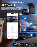 Dash Cam Front and Rear, 4K Front Dash Cam, 3K+1080P Dual Dash Camera for Cars, Built-in WiFi, Car Dashcams with Night Vision, Free 64GB Card, 24H Parking Mode, App Control, Silvery - Image 5