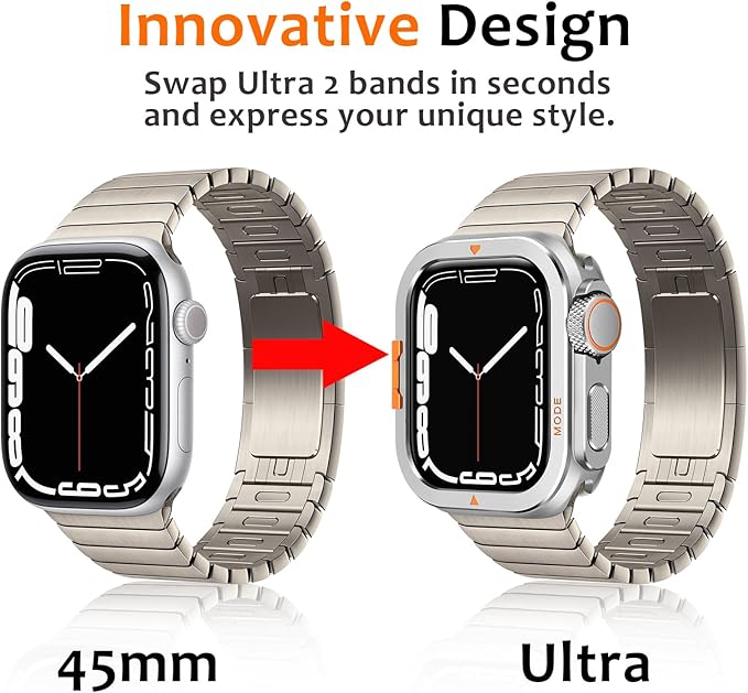 Amizee Metal Case Compatible with Apple Watch Series 9/8/7 45mm Case with Back Cover, Rugged Protective Bumper Cover for iWatch 45mm, Silver - Image 2