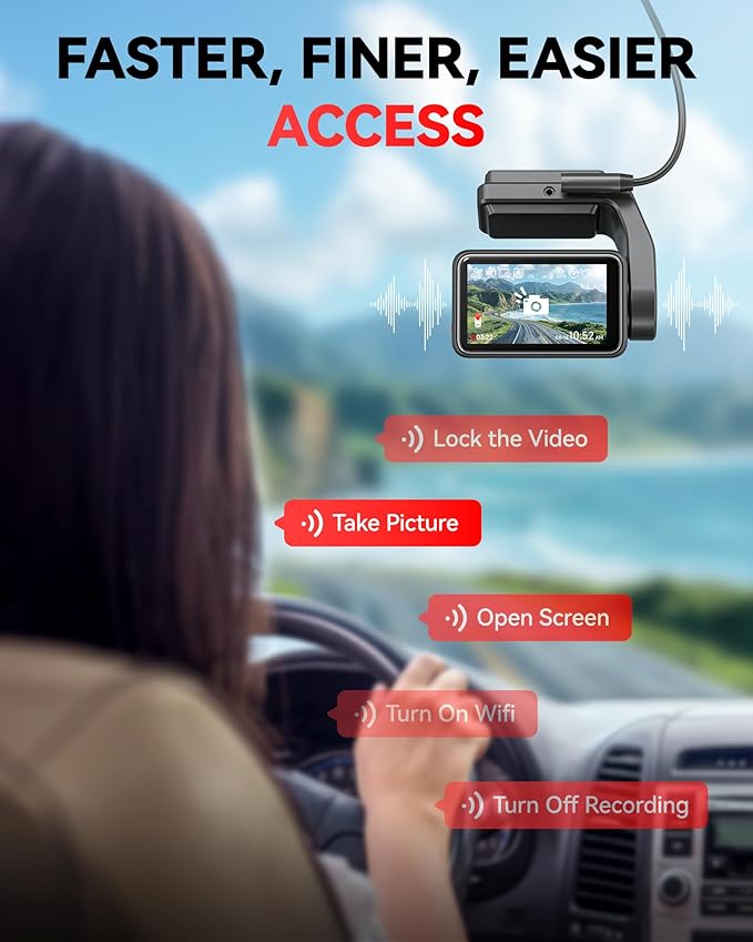 REDTIGER F4 & in-Car Rear Camera, 2160P UHD Touch Screen, Voice Control, Included 32GB Card, Night Vision, Built-in GPS, WiFi APP Control - Image 4