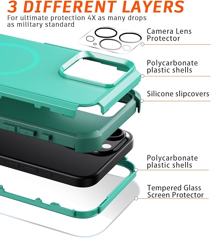 Diverbox for iPhone 15 pro max case - [Compatible with MagSafe] [with Screen Protector ] [Shockproof] [Dropproof] Heavy Duty Protection Phone Case for iPhone 15 pro max (Teal) - Image 6