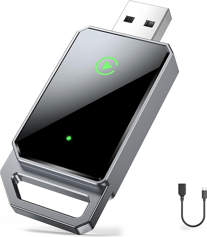 for Apple Wireless Carplay Adapter, Converts Wired to Wireless, Plug & Play, No Delay, Mini Carplay with USB & USB C, Compatible with iPhone 6 or above/iOS10+ & Cars from 2016 (Gray) (Carplay A) by BEVIU
