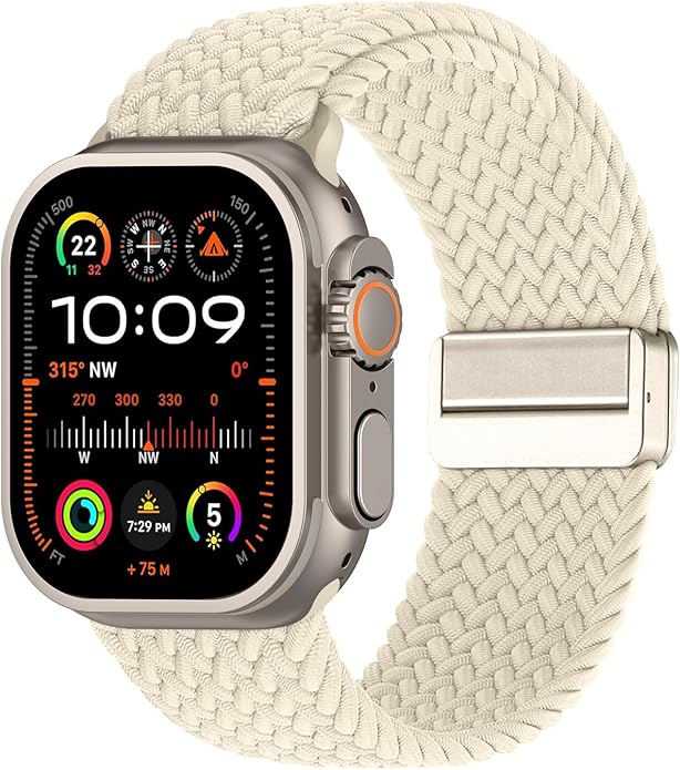Braided Stretchy Band Compatible with Apple Watch Bands 38mm 40mm 41mm 42mm 44mm 45mm 46mm 49mm Women Men, Soft Nylon Solo Loop Magnetic Sport Strap for iWatch Series 11 10 9 8 7 6 5 4 3 2 1 SE Ultra by Unknown