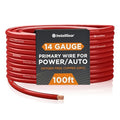 InstallGear 100ft 14 Gauge OFC Copper Speaker Wire - Red Primary Cable for Car Audio, Home Theater, and Outdoor Use - Flexible PVC Jacket - Easy Polarity ID - Radio and Stereo by InstallGear