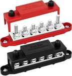 RVBOATPAT 275A Bus Bar 12V Power Distribution Block Car Audio Busbar 6 x 5/16" (M8) Terminal Stud Positive & Ground Battery Bus Bar by RVBOATPAT