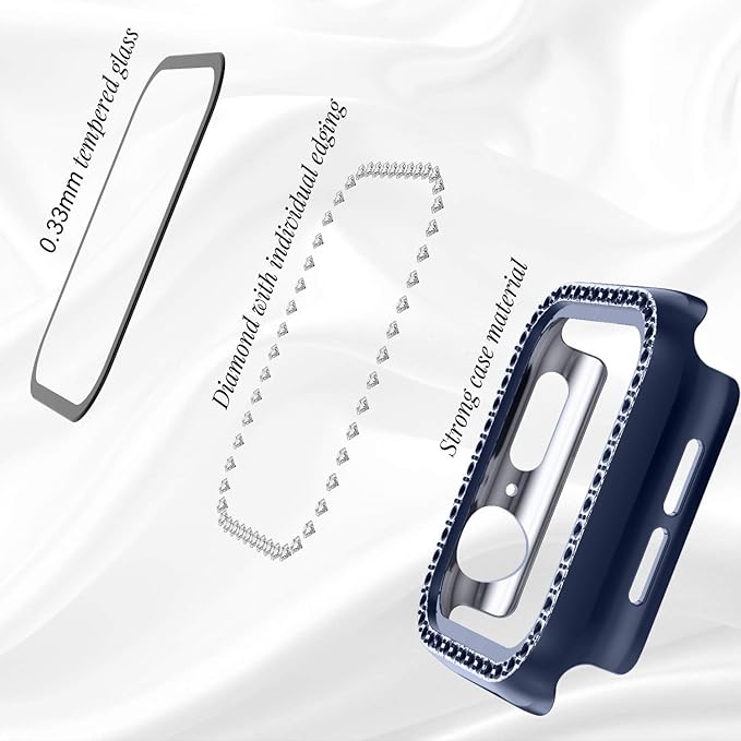 Recoppa Compatible for Apple Watch Case with Screen Protector for Apple Watch 38mm Series 3/2/1, Bling Crystal Diamond Rhinestone Ultra-Thin Bumper Full Cover Protective Case for Women Girls iWatch - Image 3