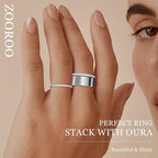 ZOOROO 2-Pack 14K Gold Plated Stacking Rings for Oura Ring Gen 4/Oura Ring Gen 3, Cubic Zirconia Simulated Diamond Oura Stack Rings for Women - Image 5