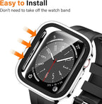 Amizee 2 Pack Case Compatible with Apple Watch Series 9/8/7 45mm Case with Built-in Screen Protector, Ultra-Thin Hard PC Straight Edge Anti-Scratch Protective Cover for iWatch 45mm (Silver/Clear) - Image 3