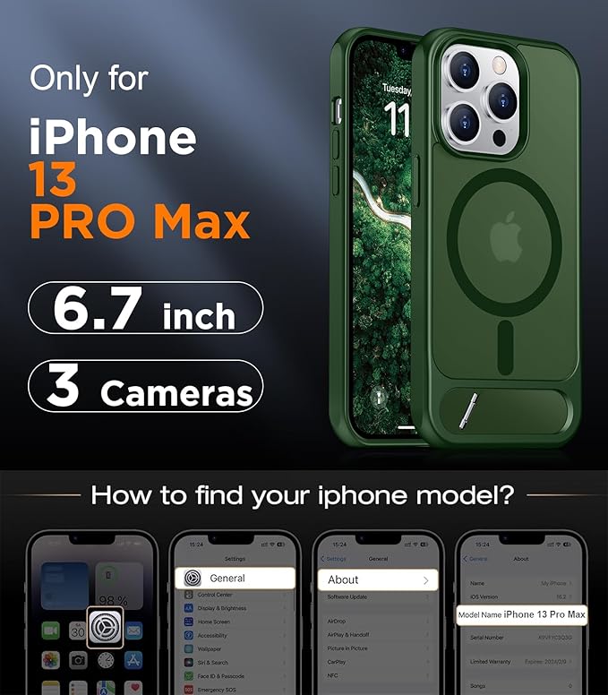 Temdan Magnetic Compatible with iPhone 13 Pro Max Case, [Built-in Invisible Kickstand][Compatible with MagSafe] [Military Grade Shockproof] Slim Translucent Matte Phone Case for iPhone 13 Pro Max 6.7" - Image 2