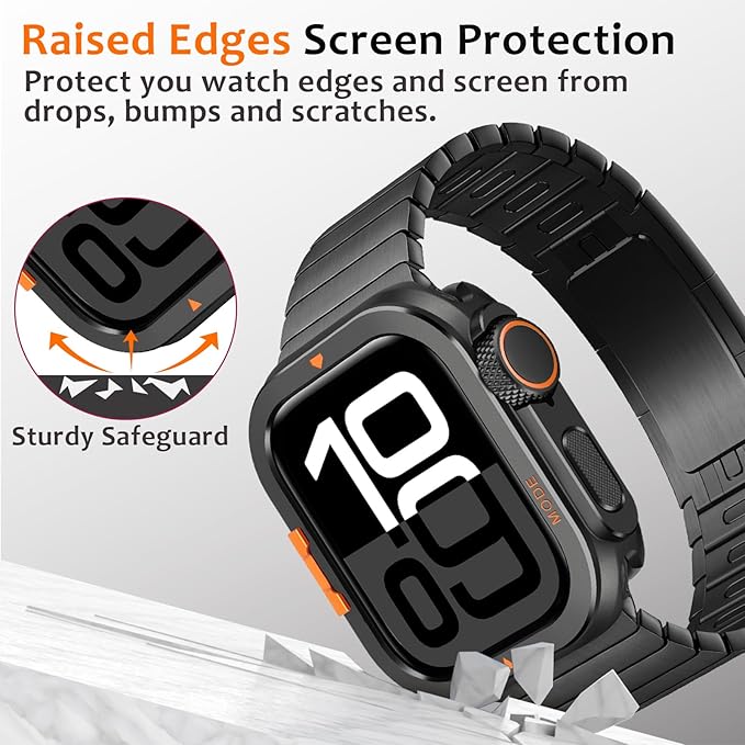 Amizee Metal Case Compatible with Apple Watch Series 11/10 46mm Case with Back Cover, Rugged Protective Bumper Cover for iWatch 46mm, Black - Image 3