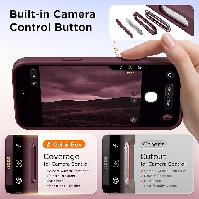 GolbinBox 360° Spin Magnetic Stand for iPhone 17 Pro Max Case, [Compatible with MagSafe] [Full Camera Protection] [16FT Military Drop Protection], Silm Translucent Matte Phone Case, Wine Red - Image 9