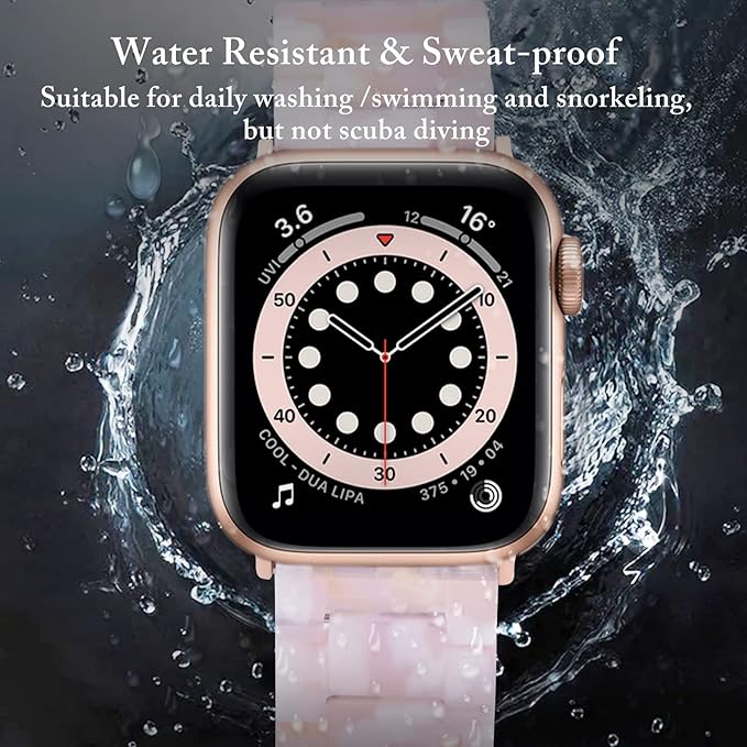 V.R.HOPE Resin Watch Band Compatible with Apple Watch Band for Women 42mm 44mm 45mm 46mm49mm Tortoise Fashion Lightweight Bracelet Strap for iWatch Series Ultra3/11/10/9/8/7/6/5/4/3/2/1/SE3 (Floral Pink) - Image 3