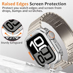 Amizee Metal Case Compatible with Apple Watch Series 11/10 46mm Case with Back Cover, Rugged Protective Bumper Cover for iWatch 46mm, Silver - Image 3