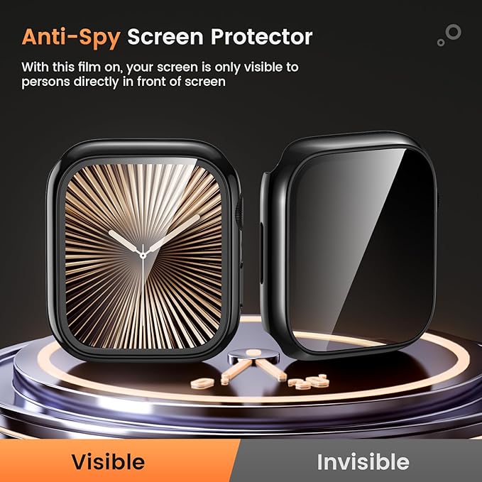 Goton Waterproof Privacy Case for Apple Watch Screen Protector, Anti-Spy Tempered Glass Film iWatch Cover Hard PC Case Bumper for Apple Watch Series 11/10, 42mm JetBlackJetBlack - Image 4