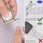 V-MORO Resin Bands Compatible with Apple Watch Bands Lightweight Fashion Strap 45mm/46mm Series 11/10/9/8 Lightweight Band with Starlight Buckle for iwatch Series 7/SE/6/5/4/3/2/1(Pearl white,42/44/45/46/49mm) - Image 5