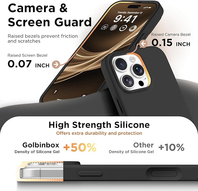 GolbinBox Magnetic for iPhone 16 Pro Max Case, Compatible with MagSafe, [Soft Anti-Scratch Microfiber Lining], Liquid Silicone Shockproof Protective Phone Case for iPhone 16 Pro Max, Black - Image 5