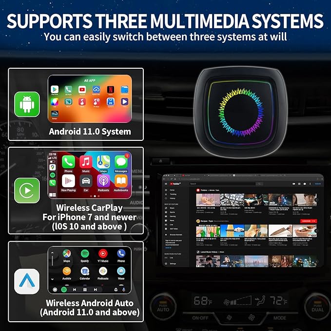 Magic Box 3.0 – 2026 Upgrade, Qualcomm Snapdragon Multi-Core, Support Netflix/YouTube/Dinsey+/Prime Video/256G TF Card etc., Streaming Video Box with Wireless CarPlay & Android Auto Adapter - Image 2