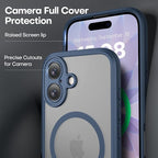 ImpactStrong Magnetic Guard Designed for iPhone 17 Case [Camera Protection] [Military Grade Drop Tested] [Compatible with MagSafe] Slim Translucent Matte Phone Case (6.3") - Navy Blue - Image 4