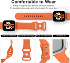 Sport Band Compatible with Apple Watch 38mm 40mm 41mm 42mm 44mm 45mm 46mm 49mm, Replacement Soft Silicone Strap Wristbands for iWatch Series 11/10/9/8/7/6/5/4/3/2/1 Ultra SE Women Men, Orange - Image 3