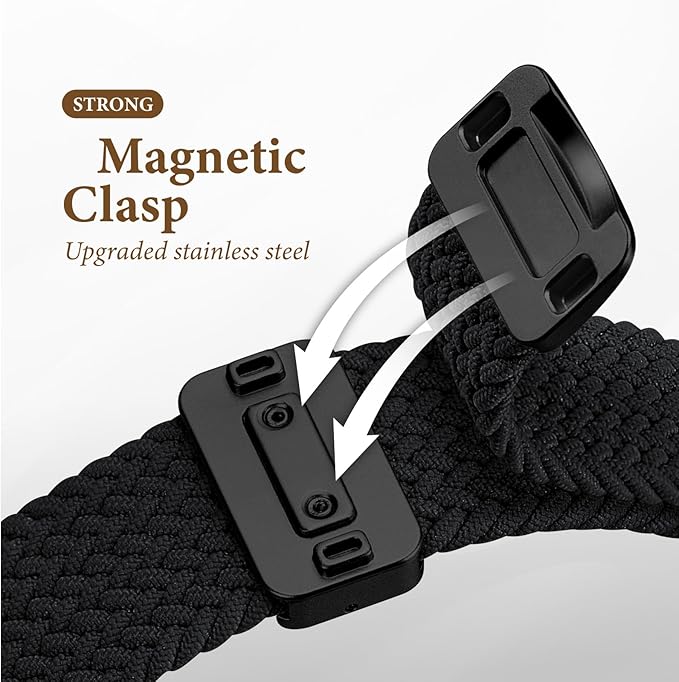 Braided Stretchy Bands with Magnetic Clasp Compatible for Apple Watch Band 38mm 40mm 41mm 42mm 44mm 45mm 46mm 49mm Women Men, Nylon Sport Solo Loop for iWatch Series 11 10 9 8 7 6 5 4 3 Ultra 3 2 1 SE - Image 3