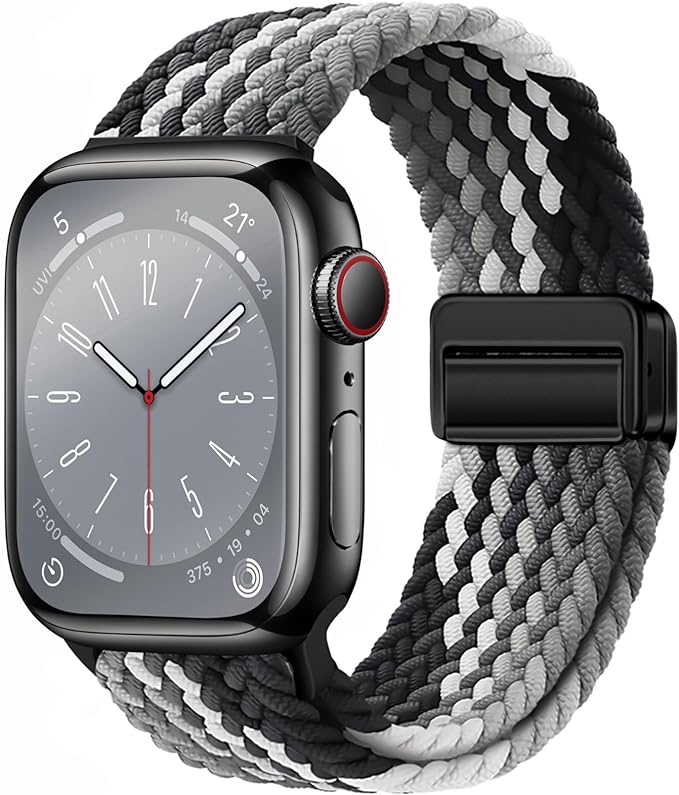 Qimela Sport Loop Compatible with Apple Watch Band 38mm 40mm 41mm 42mm 44mm 45mm 46mm 49mm for Women Men,Magnetic Strap Stretchy Braided Wristband for iWatch Series 11 10 9 8 7 6 5 4 SE Ultra 3 2 1 by QIMELA