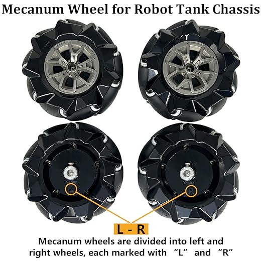 Premium Mecanum Wheel 80mm Omni Wheel with 4Pcs 5mm Metal Coupling Motor Connector Tire for AGV Smart Robot Car Chassis, Omni-Directional Wheel Smart Robot Car Accessories DIY Mecanum Robot Kit - Image 2