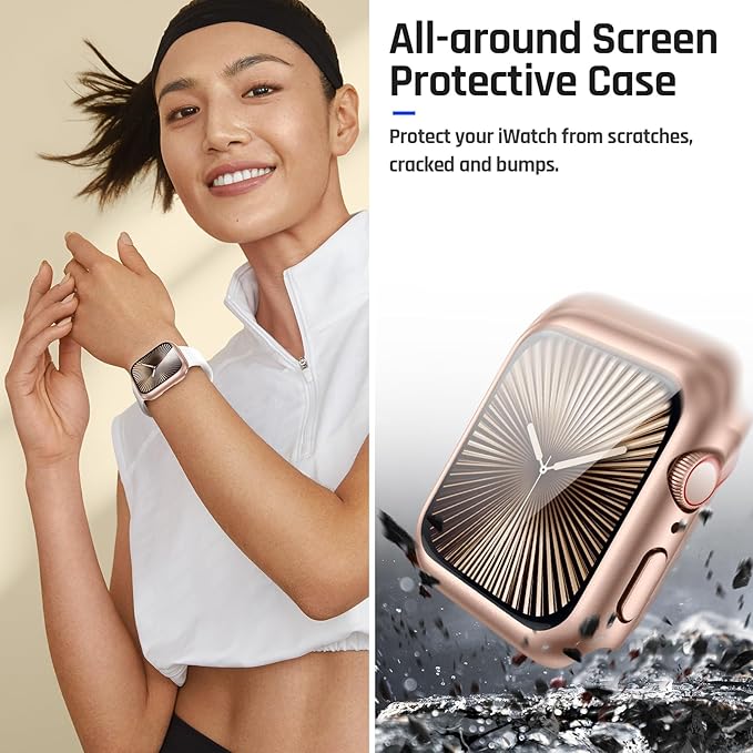Goton Waterproof Case Compatible for Apple Watch Series 11/10 Screen Protector 46mm, Hard Bumper with Tempered Glass for iWatch 11 Cover 46 mm - Image 5