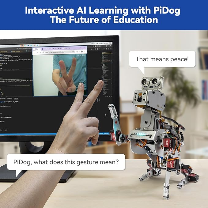 SunFounder PiDog AI Robot Dog Kit for Raspberry Pi 5/4/3B+/Zero 2W, Openclaw LLMs ChatGPT/Gemini/Grok, Voice&Video Recognition, Python, App, Battery, Gyroscope, Camera (RPI NOT Included) - Image 3
