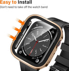 Amizee 2 Pack Case Compatible with Apple Watch Series 9/8/7 41mm Case with Built-in Screen Protector, Ultra-Thin Hard PC Straight Edge Anti-Scratch Protective Cover for iWatch (Rose Gold/Clear) - Image 3