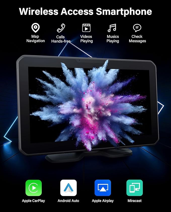 7" HD Apple CarPlay Screen - 2-in-1 Wireless CarPlay & Android Auto, GPS Navigation, Voice Control, Mirror Link, Bluetooth for Most Vehicles - Image 2
