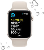 Apple Watch SE (2nd Gen) (GPS, 44mm) - Starlight Aluminum Case with Starlight Sport Band, M/L (Renewed) - Image 4