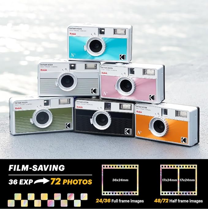 Kodak EKTAR H35N Half Frame Film Camera, 35mm, Reusable, Focus-Free, Bulb Function, Built-in Star Filter, Coated Improved Lens (Film & AAA Battery are not Included) (Striped Black) - Image 9