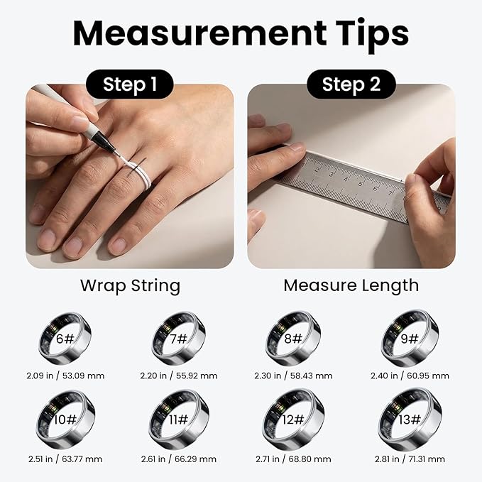 PAXAM Smart Ring for Women&Men 7-Day Battery,No Subscription Fee-Health/Activity Tracker with Sleep Monitor, Stress/HRV Tracking, Women's Health, iOS&Android Compatible (Silver, 12) - Image 3
