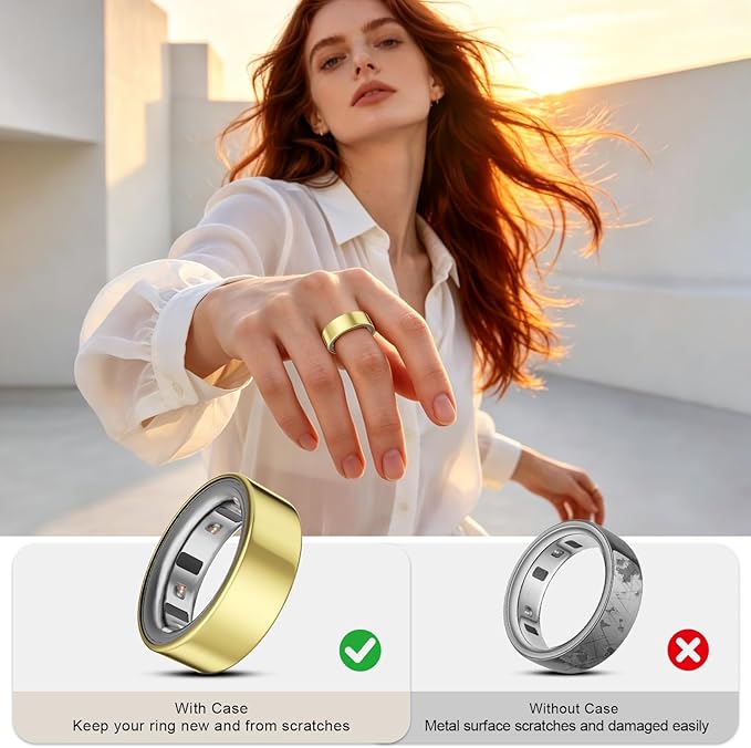 3 Pack Cover Compatible with Oura Ring Gen 4/Oura Ring Gen 3 Horizon/Heritage-Size 13,Support Charging with Cover on,Anti-Scratch TPU Ring Protector for Men Women,Gold+Champagne Gold+Rosegold - Image 5